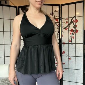 Adore Me Plus Black Elastic Nylon Tank Top PEPLUM Tankini Swim Top